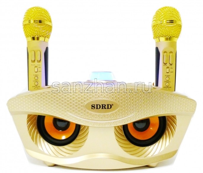 Беспроводная стерео караоке система Сова OWL SDRD SD-306 (Золотая)