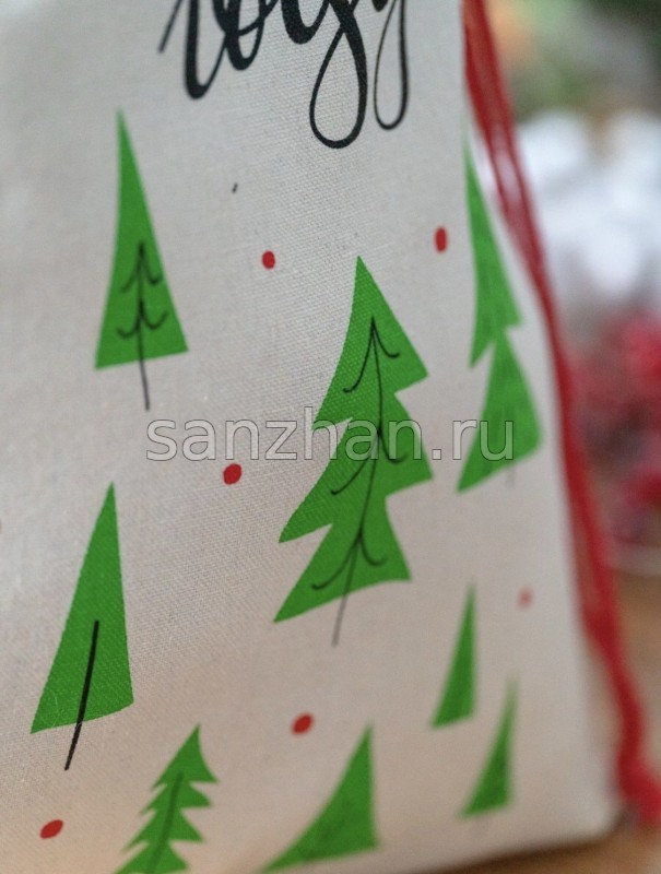 Мешок подарочный Новогодний "Елочки" (43х52 см)
