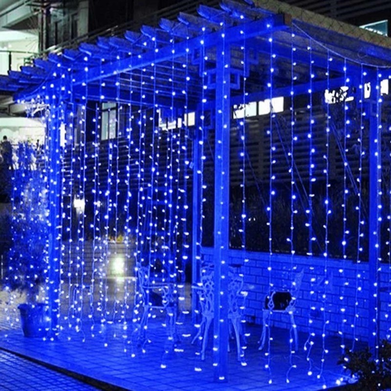 Уличная гирлянда занавес "Дождь" 2х2 м 1500 LED ламп (Синий)