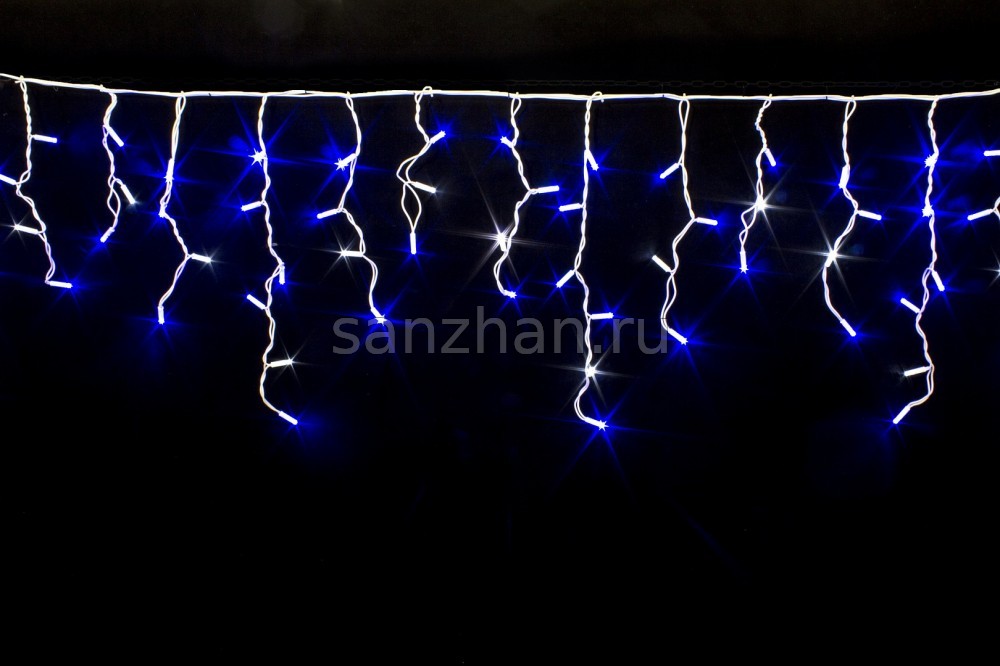 Гирлянда Бахрома уличная 3 метра IP65  100 LED мерцающая (Синяя) бел/п