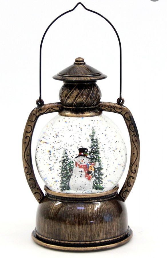 Декоративный фонарь "снежный шар" с эффектом снегопада и подсветкой  20 см (USB провод/музыка)