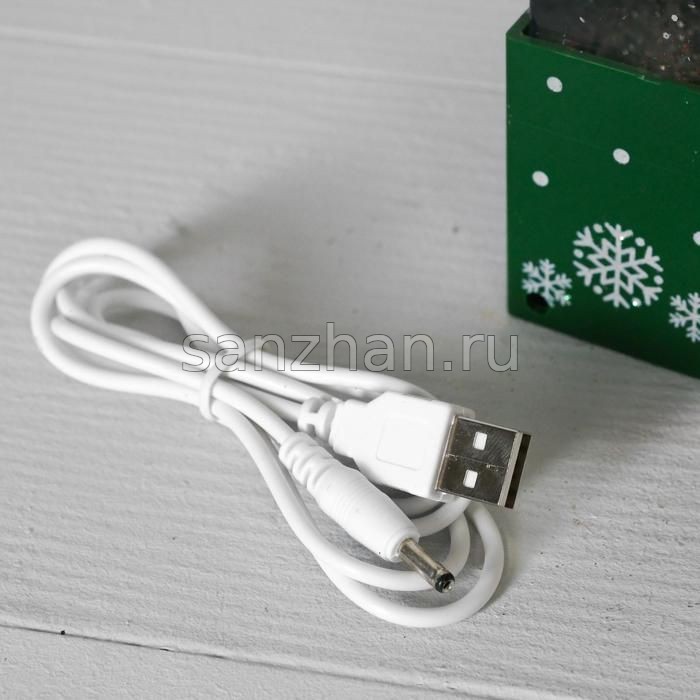 Фигура световая "Подарок зеленый" с эффектом снегопада 19 см (USB/музыка)