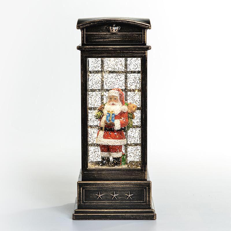 Светильник новогодний с музыкой "Телефонная будка с Дедом Морозом" 25 см