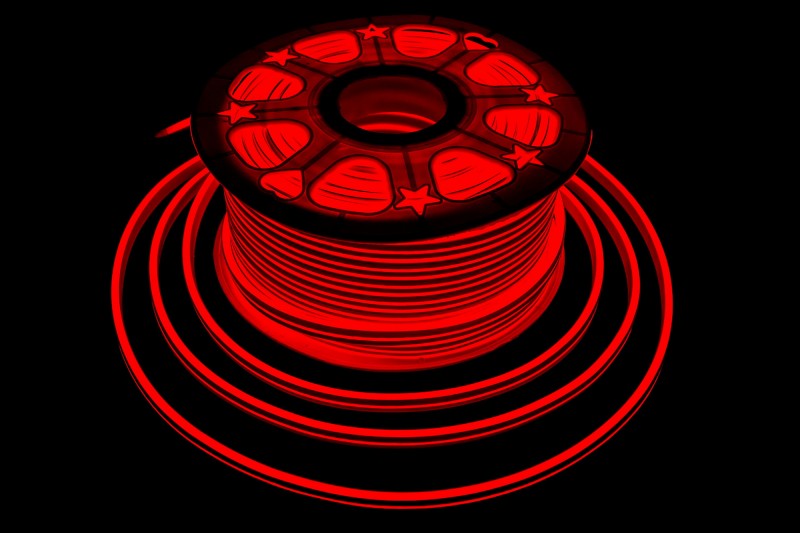 Светодиодный гибкий неон 8х16 мм 2835, 220 Вольт, 9,6 Ватт, IP67 (красный) 100 метров