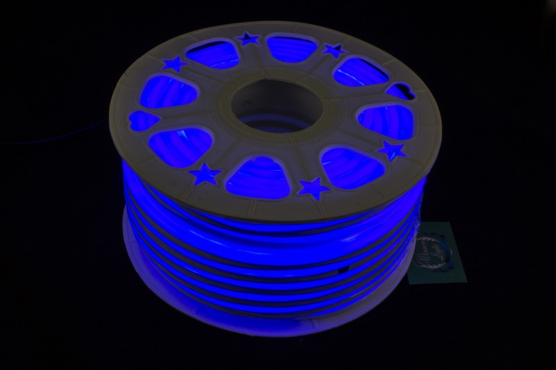 Светодиодный гибкий неон 8х16 мм 2835, 220 Вольт, 9,6 Ватт, IP67 (синий) 100 метров