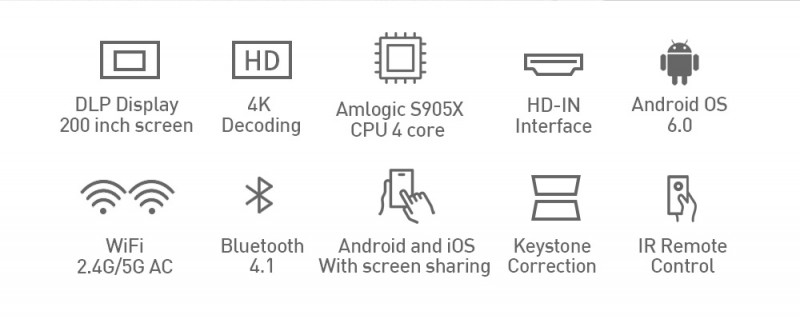 Мини-проектор 4K  DLP P09 Android 1+8 гб / Wifi
