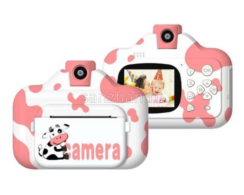 Детский фотоаппарат с моментальной печатью, видеосъемкой и играми (корова)