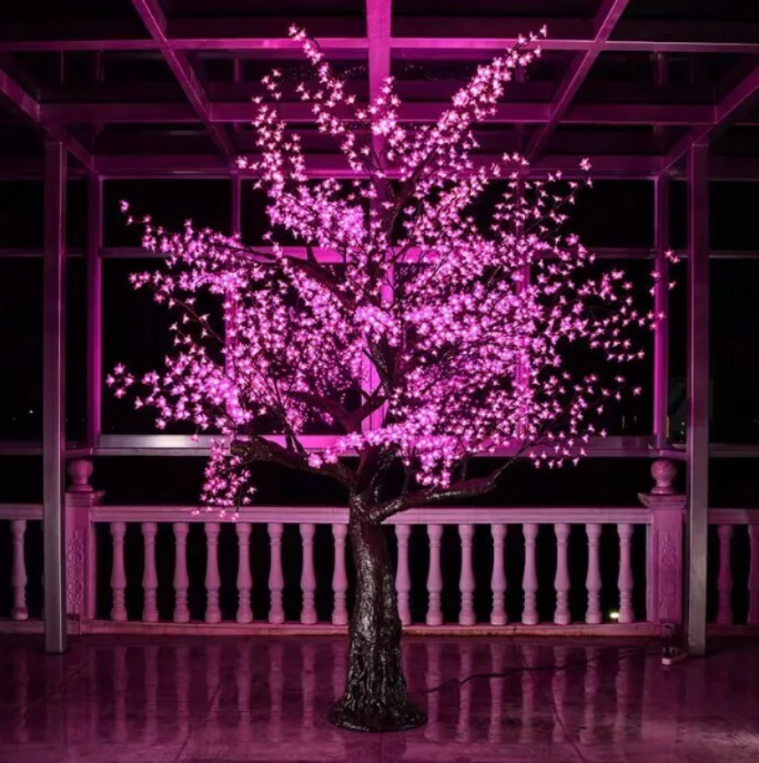 Светодиодное дерево Сакура 2,5 м, 768 LED с керамическим стволом (розовый)