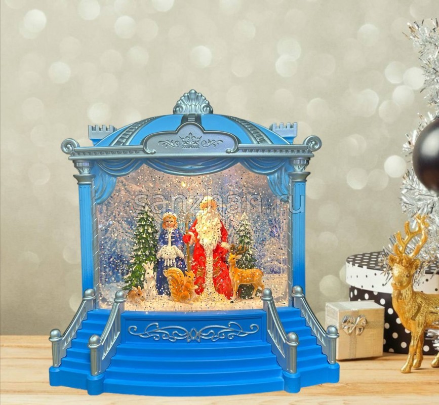 Новогодний светильник музыкальный 2 режима "Дворец Деда Мороза и Снегурочки" 23х21 см