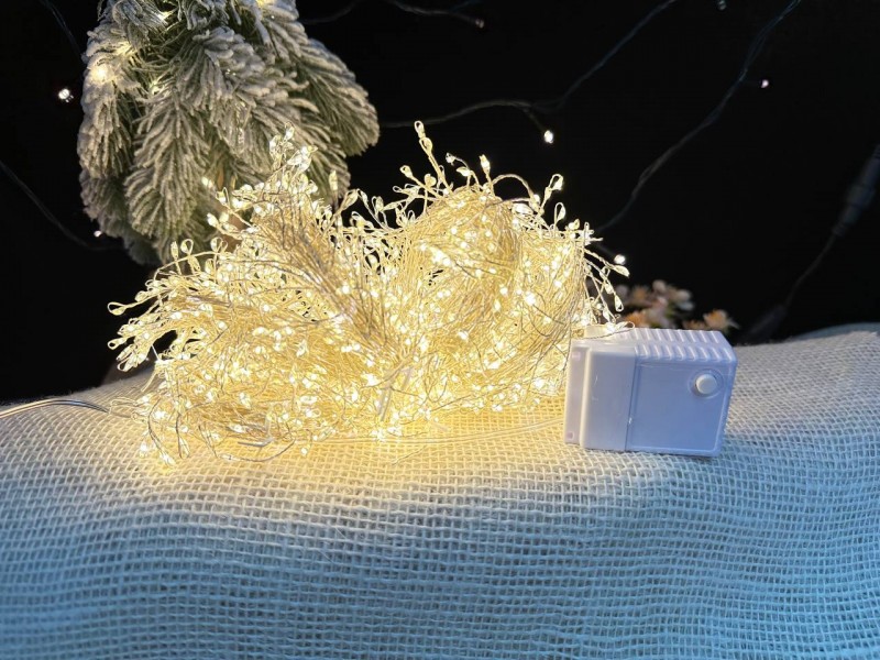 Гирлянда светодиодная "мишура роса" 50 метров 1500 LED от сети 220V с 8 режимами свечения  (теплый/холодный белый)