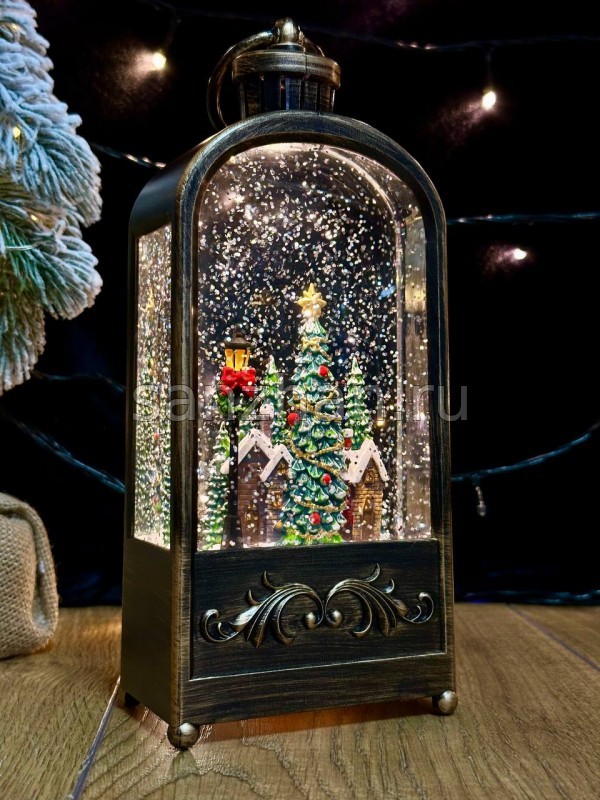 Новогодний светильник со снегом 23х10 см и музыкой