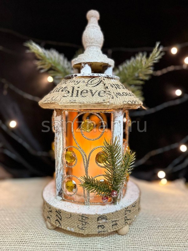 Фонарь рождественский светодиодная свеча, 39 см