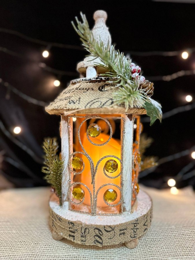 Фонарь рождественский светодиодная свеча, 39 см